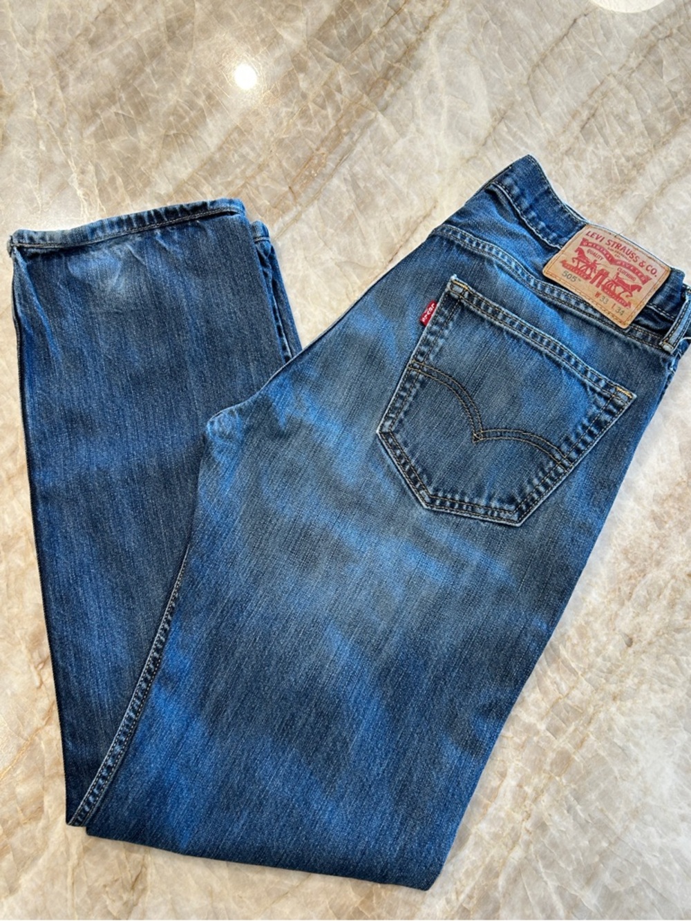 Levi’s 505 100% Cotton Distressed Jeans Mens 33x34 EUC
